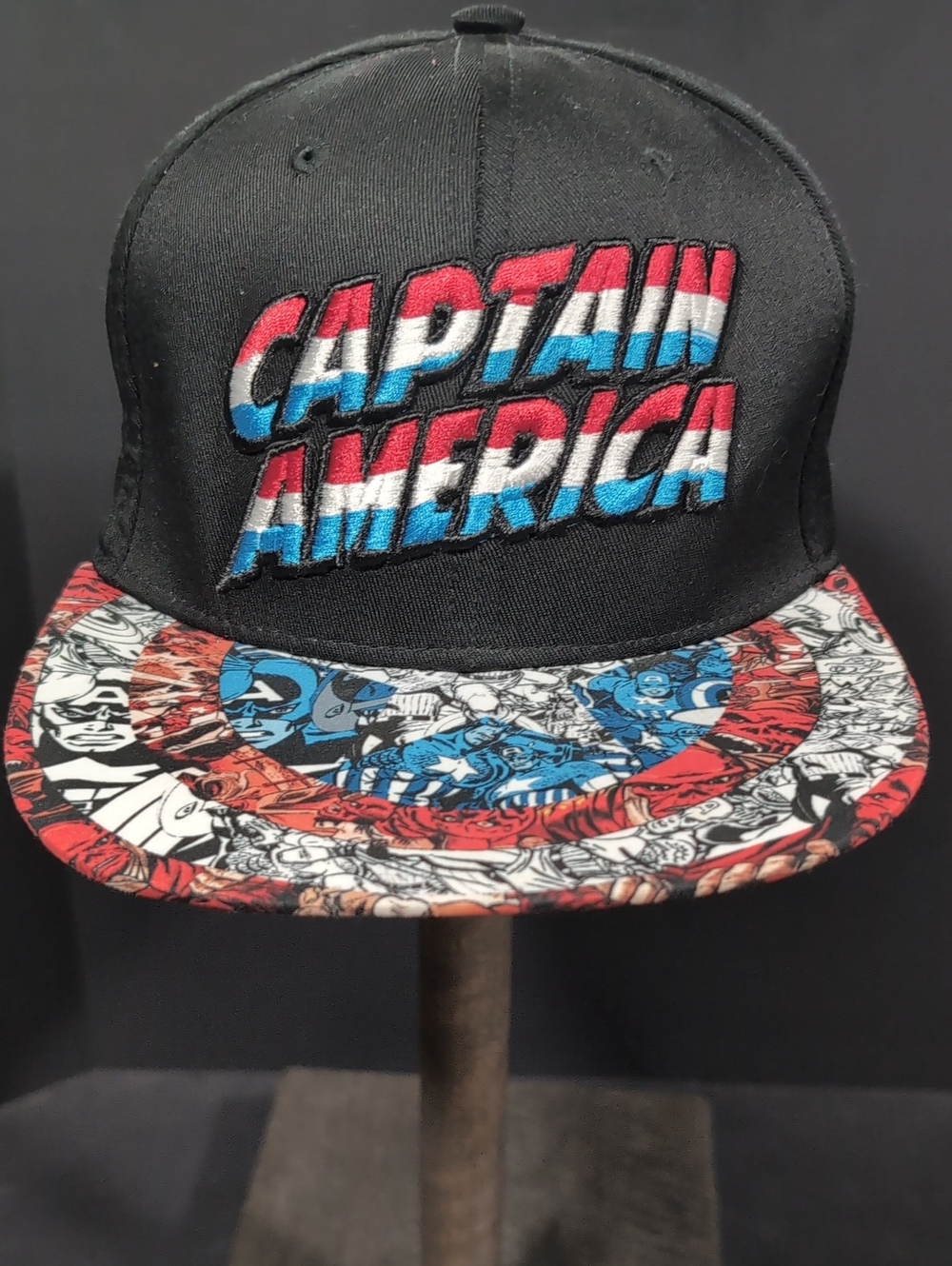 Marvel Captain America Black Snapback Hat Features 3D Embroidery/ Graphic Bill.